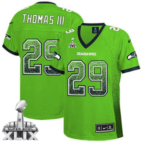 Women's Nike Seahawks #29 Earl Thomas III Green Super Bowl XLIX Stitched NFL Elite Drift Fashion Jersey