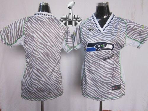 Women's Nike Seahawks Blank Zebra Super Bowl XLIX Stitched NFL Elite Jersey