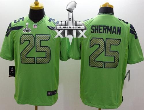 Nike Seahawks #25 Richard Sherman Green Alternate Super Bowl XLIX Men's Stitched NFL Limited Jersey