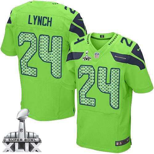 Nike Seahawks #24 Marshawn Lynch Green Alternate Super Bowl XLIX Men's Stitched NFL Elite Jersey