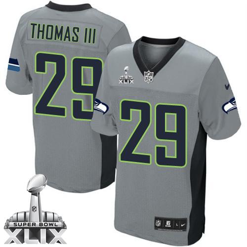 Nike Seahawks #29 Earl Thomas III Grey Shadow Super Bowl XLIX Men's Stitched NFL Elite Jersey