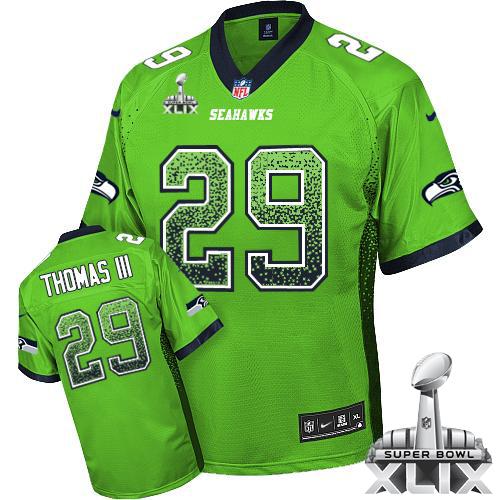 Nike Seahawks #29 Earl Thomas III Green Super Bowl XLIX Men's Stitched NFL Elite Drift Fashion Jersey