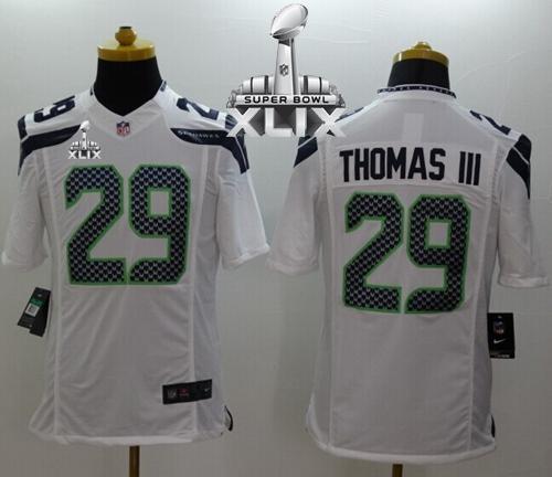 Nike Seahawks #29 Earl Thomas III White Super Bowl XLIX Men's Stitched NFL Limited Jersey