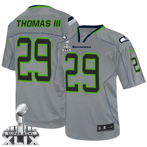 Nike Seahawks #29 Earl Thomas III Lights Out Grey Super Bowl XLIX Men's Stitched NFL Elite Jersey
