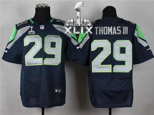 Nike Seahawks #29 Earl Thomas III Steel Blue Team Color Super Bowl XLIX Men's Stitched NFL Elite Jersey