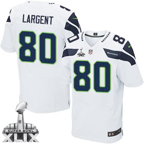 Nike Seahawks #80 Steve Largent White Super Bowl XLIX Men's Stitched NFL Elite Jersey
