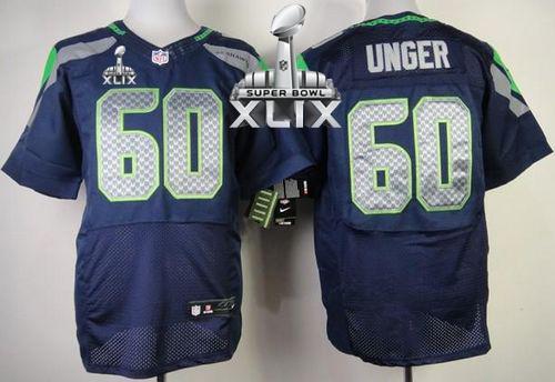 Nike Seahawks #60 Max Unger Steel Blue Team Color Super Bowl XLIX Men's Stitched NFL Elite Jersey