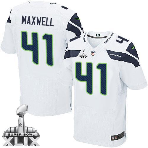 Nike Seahawks #41 Byron Maxwell White Super Bowl XLIX Men's Stitched NFL Elite Jersey