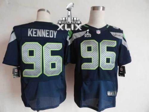 Nike Seahawks #96 Cortez Kennedy Steel Blue Team Color Super Bowl XLIX Men's Stitched NFL Elite Jersey