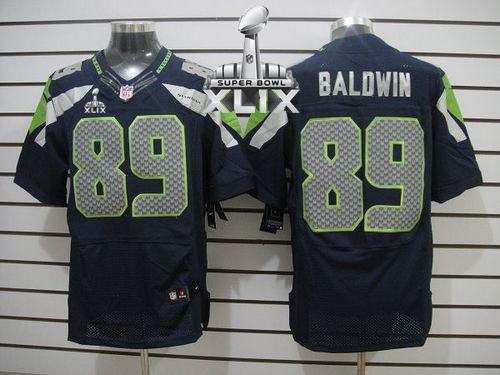 Nike Seahawks #89 Doug Baldwin Steel Blue Team Color Super Bowl XLIX Men's Stitched NFL Elite Jersey