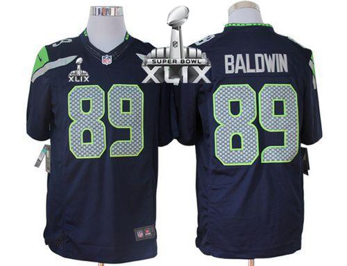 Nike Seahawks #89 Doug Baldwin Steel Blue Team Color Super Bowl XLIX Men's Stitched NFL Limited Jersey