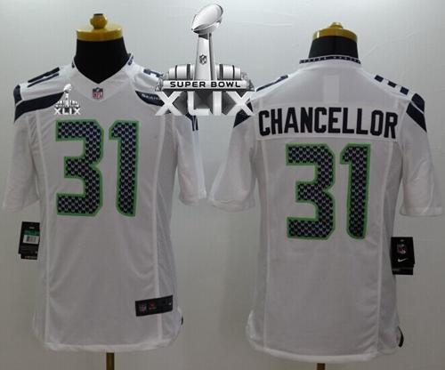 Nike Seahawks #31 Kam Chancellor White Super Bowl XLIX Men's Stitched NFL Limited Jersey