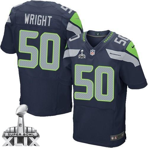 Nike Seahawks #50 K.J. Wright Steel Blue Team Color Super Bowl XLIX Men's Stitched NFL Elite Jersey