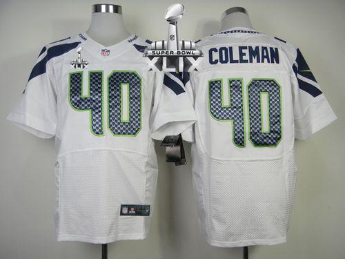 Nike Seahawks #40 Derrick Coleman White Super Bowl XLIX Men's Stitched NFL Elite Jersey