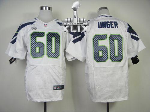 Nike Seahawks #60 Max Unger White Super Bowl XLIX Men's Stitched NFL Elite Jersey