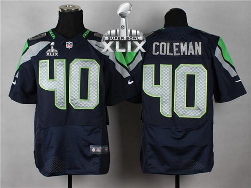 Nike Seahawks #40 Derrick Coleman Steel Blue Team Color Super Bowl XLIX Men's Stitched NFL Elite Jersey