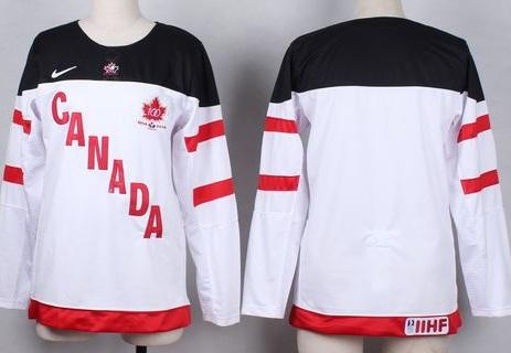 Women's Olympic CA. Blank White 100th Anniversary Stitched NHL Jersey