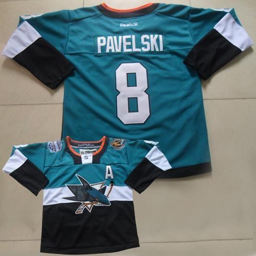 San Jose Sharks #8 Joe Pavelski Teal Black 2015 Stadium Series Stitched NHL Jersey