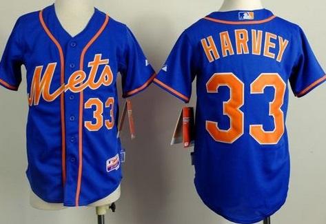 Youth New York Mets #33 Matt Harvey Blue Alternate Home Cool Stitched Baseball Jersey