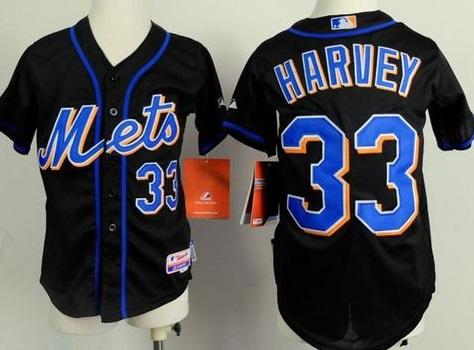 Youth New York Mets #33 Matt Harvey Black Cool Base Stitched Baseball Jersey