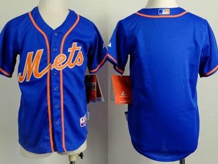 Youth New York Mets Blank Blue Alternate Home Cool Base Stitched Baseball Jersey