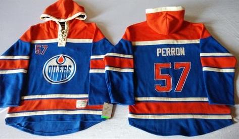 Edmonton Oilers #57 David Perron Light Blue Sawyer Hooded Sweatshirt Stitched NHL Jersey