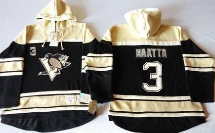 Pittsburgh Penguins #3 Olli Maatta Black Sawyer Hooded Sweatshirt Stitched NHL Jersey