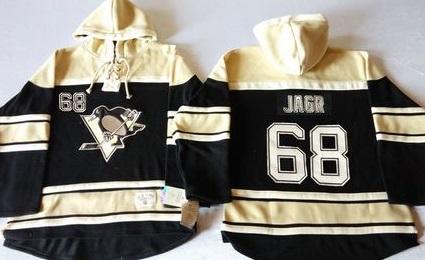 Pittsburgh Penguins #68 Jaromir Jagr Black Sawyer Hooded Sweatshirt Stitched NHL Jersey