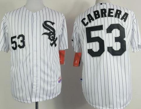 Chicago White Sox #53 Melky Cabrera White Black Strip Stitched Baseball Jersey Chicago White Sox #53 Melky Cabrera White Black Strip Stitched Baseball Jersey