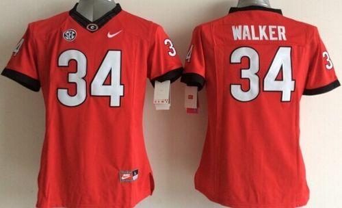 Women's Georgia Bulldogs #34 Herschel Walker Red Stitched NCAA Jersey