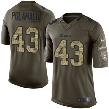 Youth Nike Pittsburgh Steelers #43 Troy Polamalu Green Stitched NFL Limited Salute To Service Jersey
