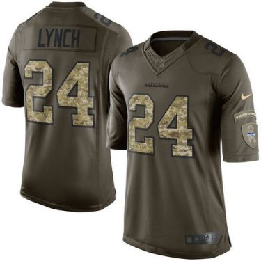 Youth Nike Seattle Seahawks #24 Marshawn Lynch Green Stitched NFL Limited Salute To Service Jersey