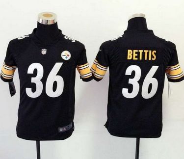 Youth Nike Pittsburgh Steelers #36 Jerome Bettis Black Team Color Stitched NFL Elite Jersey