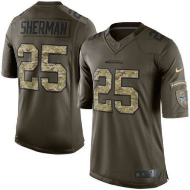 Youth Nike Seattle Seahawks #25 Richard Sherman Green Stitched NFL Limited Salute To Service Jersey