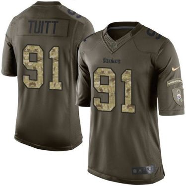 Youth Nike Pittsburgh Steelers #91 Stephon Tuitt Green Stitched NFL Limited Salute To Service Jersey