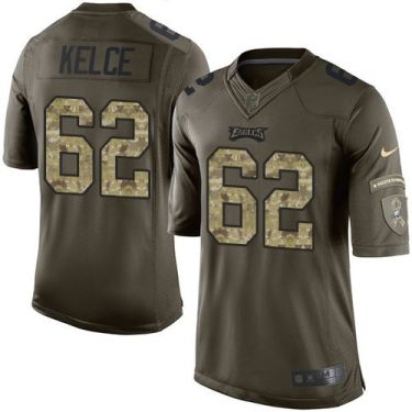 Youth Nike Philadelphia Eagles #62 Jason Kelce Green Stitched NFL Limited Salute To Service Jersey