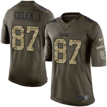 Youth Nike Philadelphia Eagles #87 Brent Celek Green Stitched NFL Limited Salute To Service Jersey