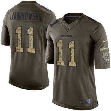 Youth Nike Oakland Raiders #11 Sebastian Janikowski Green Stitched NFL Limited Salute To Service Jersey