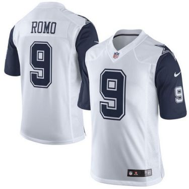 Youth Nike Dallas Cowboys #9 Tony Romo White Stitched NFL Elite Rush Jersey