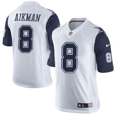 Youth Nike Dallas Cowboys #8 Troy Aikman White Stitched NFL Elite Rush Jersey