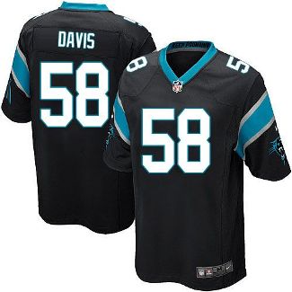 Youth Nike Carolina Panthers #58 Thomas Davis Black Team Color Stitched NFL Elite Jersey