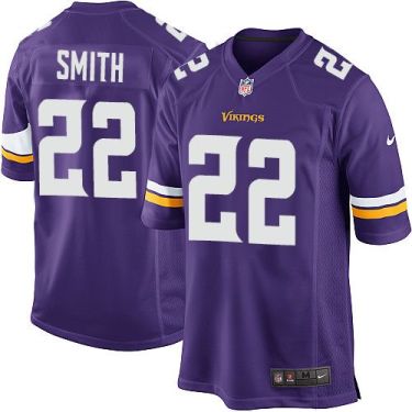 Youth Nike Minnesota Vikings #22 Harrison Smith Purple Team Color Stitched NFL Elite Jersey