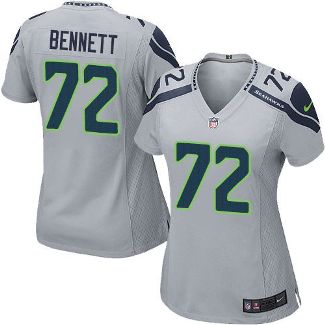 Women Nike Seattle Seahawks #72 Michael Bennett Grey Alternate Stitched NFL Elite Jersey