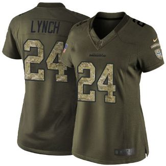 Women Nike Seattle Seahawks #24 Marshawn Lynch Green Stitched NFL Limited Salute To Service Jersey