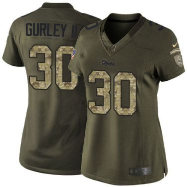 Women Nike St Louis Rams #30 Todd Gurley II Green Stitched NFL Limited Salute To Service Jersey