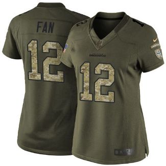 Women Nike Seattle Seahawks #12 Fan Green Stitched NFL Limited Salute To Service Jersey