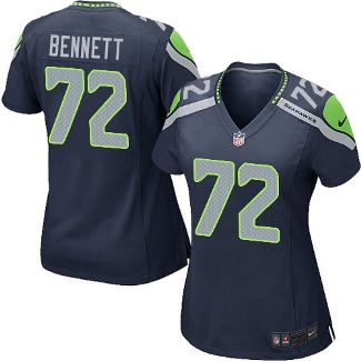Women Nike Seattle Seahawks #72 Michael Bennett Steel Blue Team Color Stitched NFL Elite Jersey