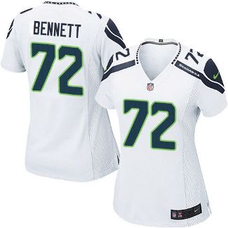 Women Nike Seattle Seahawks #72 Michael Bennett White Stitched NFL Elite Jersey