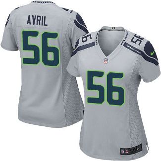 Women Nike Seattle Seahawks #56 Cliff Avril Grey Alternate Stitched NFL Elite Jersey