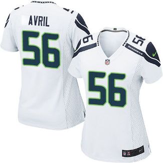 Women Nike Seattle Seahawks #56 Cliff Avril White Stitched NFL Elite Jersey